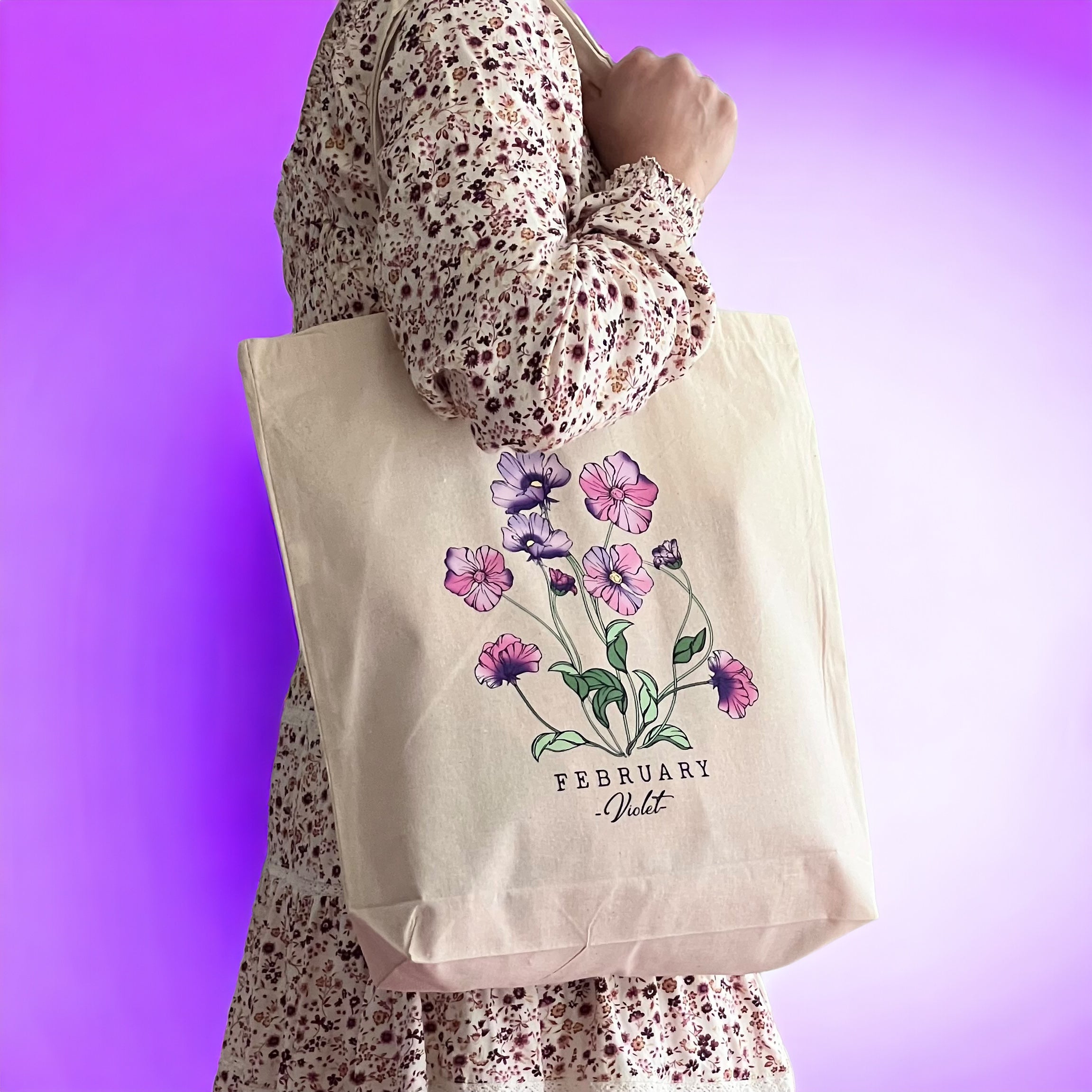 Birth Flower Tote Bag (FEBRUARY)