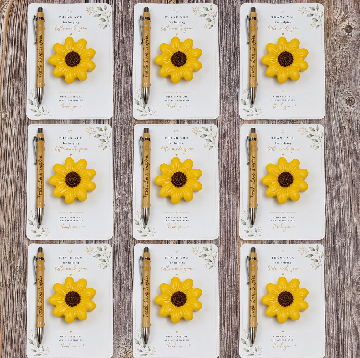 Teacher Appreciation Gift Set – Engraved Pen & Sunflower Soap